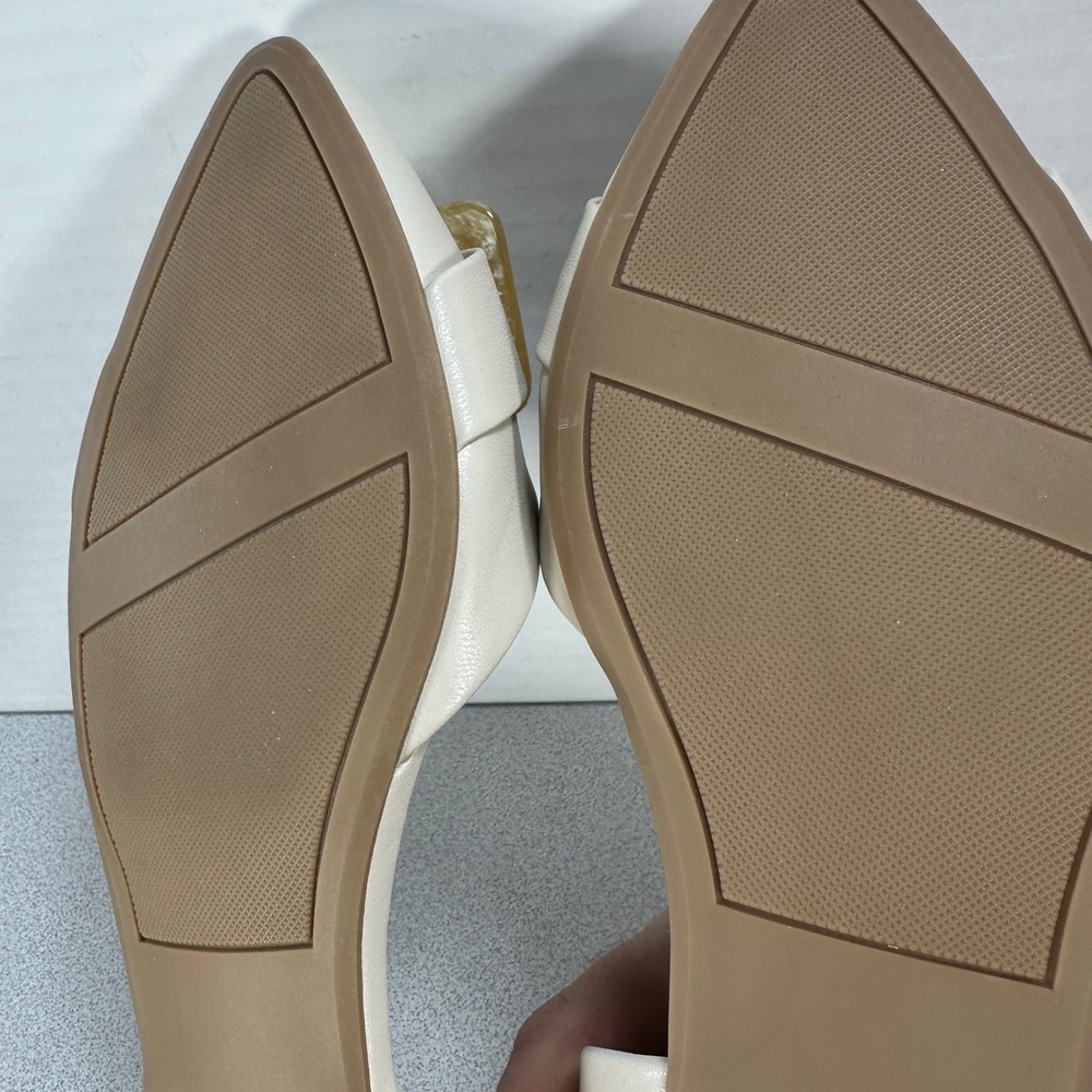 LC Lauren Conrad Cream Pointed Toe D'Orsay Flats with Buckle - Picture 9 of 10